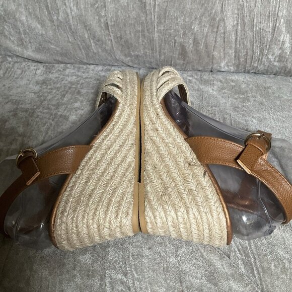 LASCANTA platform Wedge Open toe Espadrille Ankle Strap Sandal 9 Brown - Picture 8 of 14